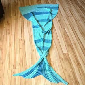 Mermaid tail knitted blanket kids aqua colors‎ FUN!! Ocean Pool Water Fish Play